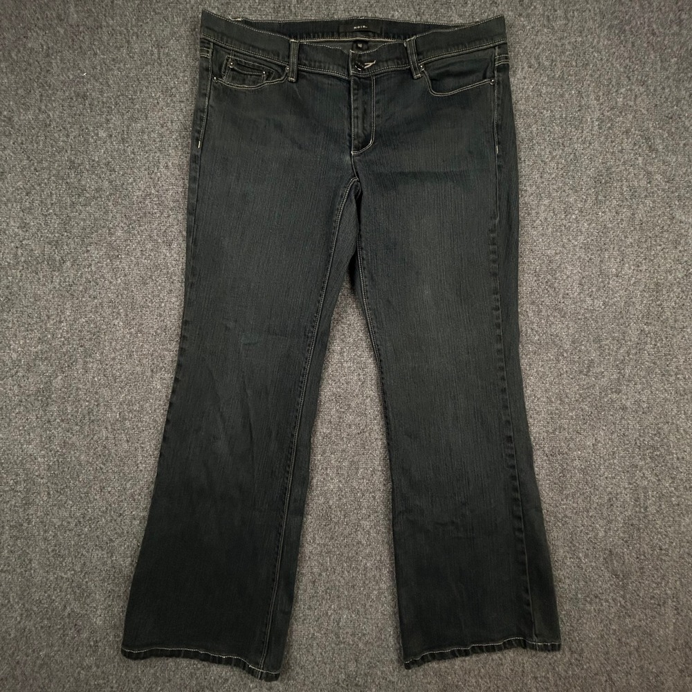 White House Black Market Noir Bootcut Jeans Womens 14S Blue Floral Y2K Vintage